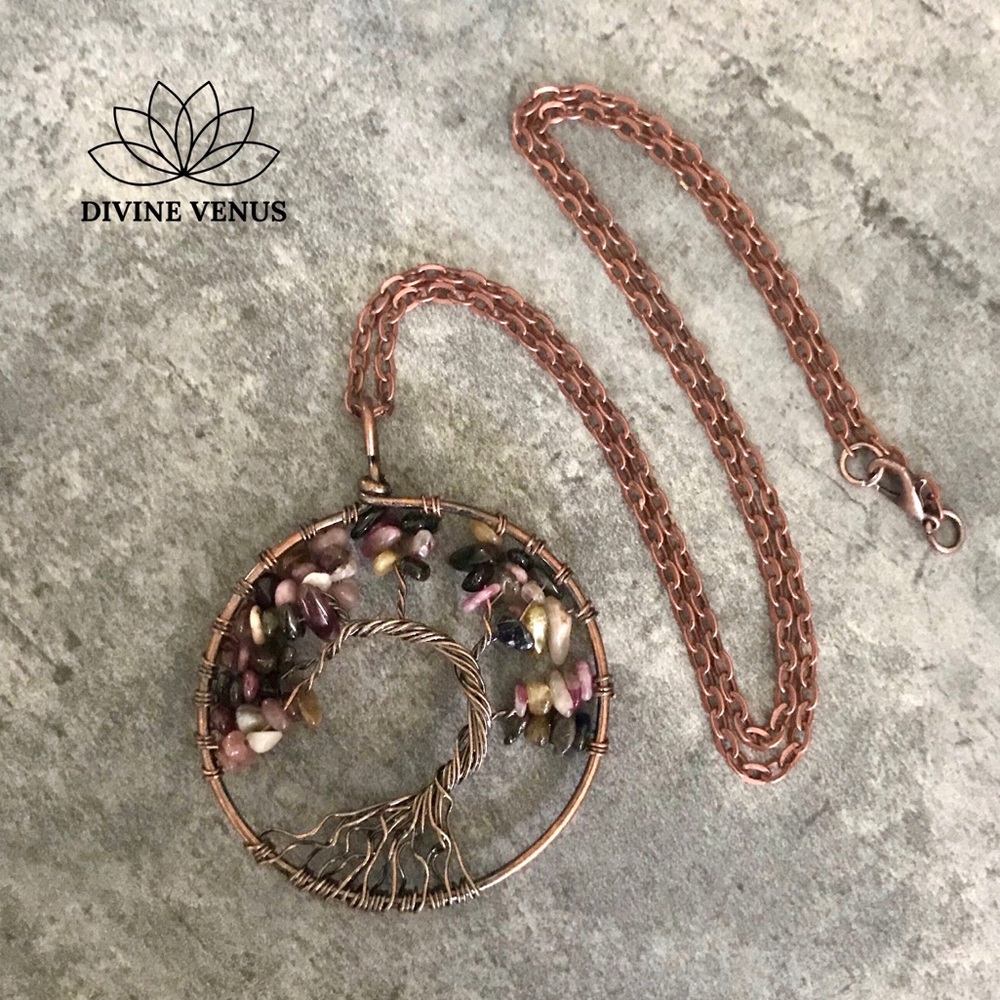 Tourmaline Tree of Life Necklace - Picture 7 of 8